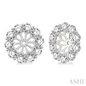 2 Ctw Round Cut Diamond Earring Jacket in 14K White Gold