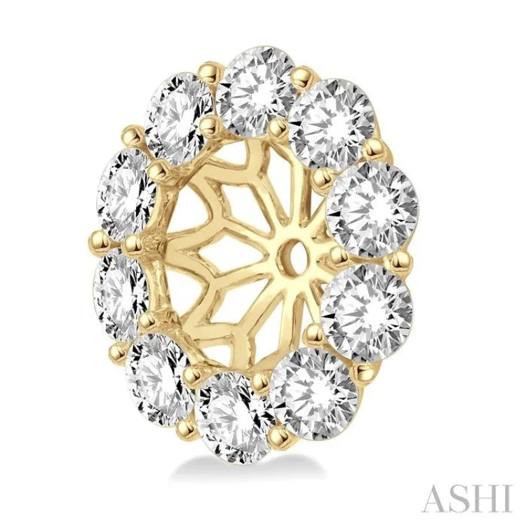 3/4 Ctw Round Cut Diamond Earring Jacket in 14K Yellow Gold