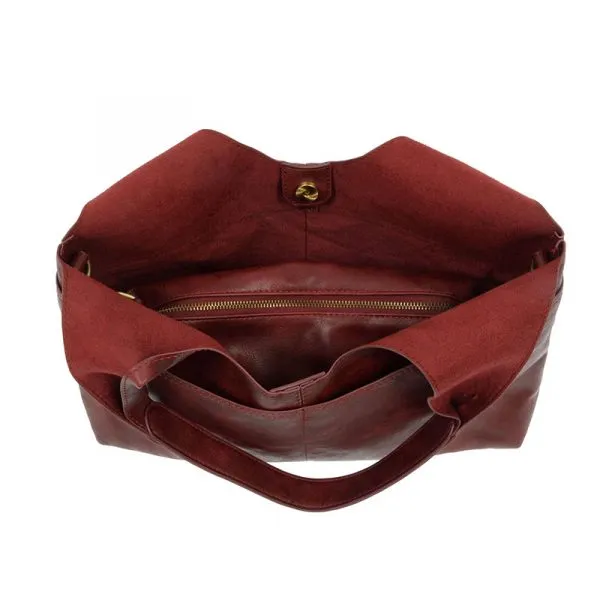 4 Pocket Hobo Bag - L8137-05 - Burgundy - Women's