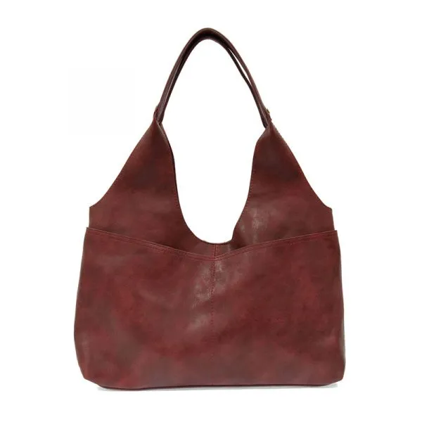 4 Pocket Hobo Bag - L8137-05 - Burgundy - Women's