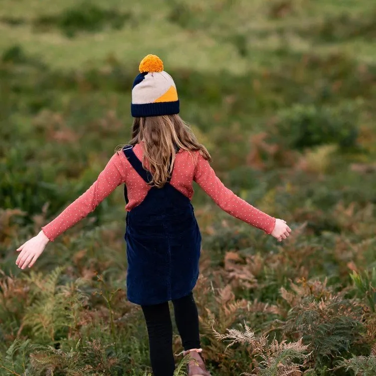 Acorn Kids: Stripes Beanie Navy Stone Mustard