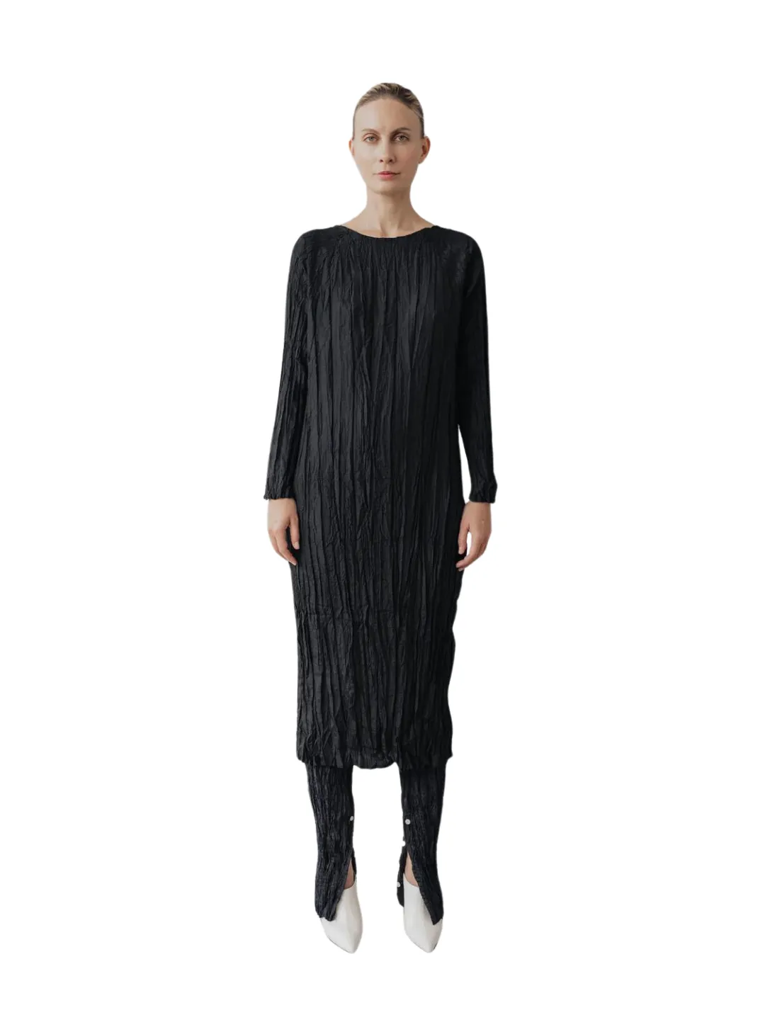 Anaak Palma Pleated Dress Onyx