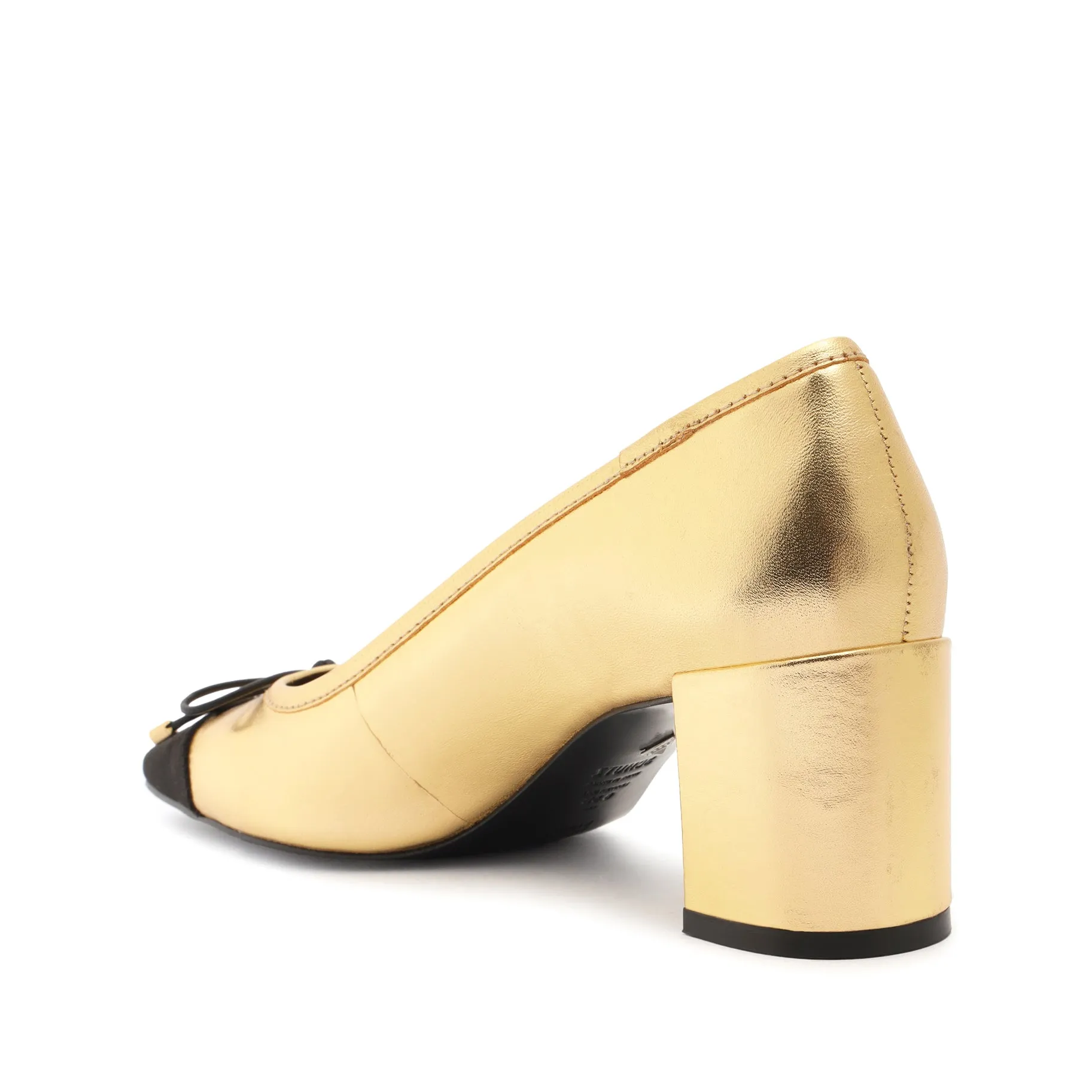 Arissa Block Metallic Leather Pump