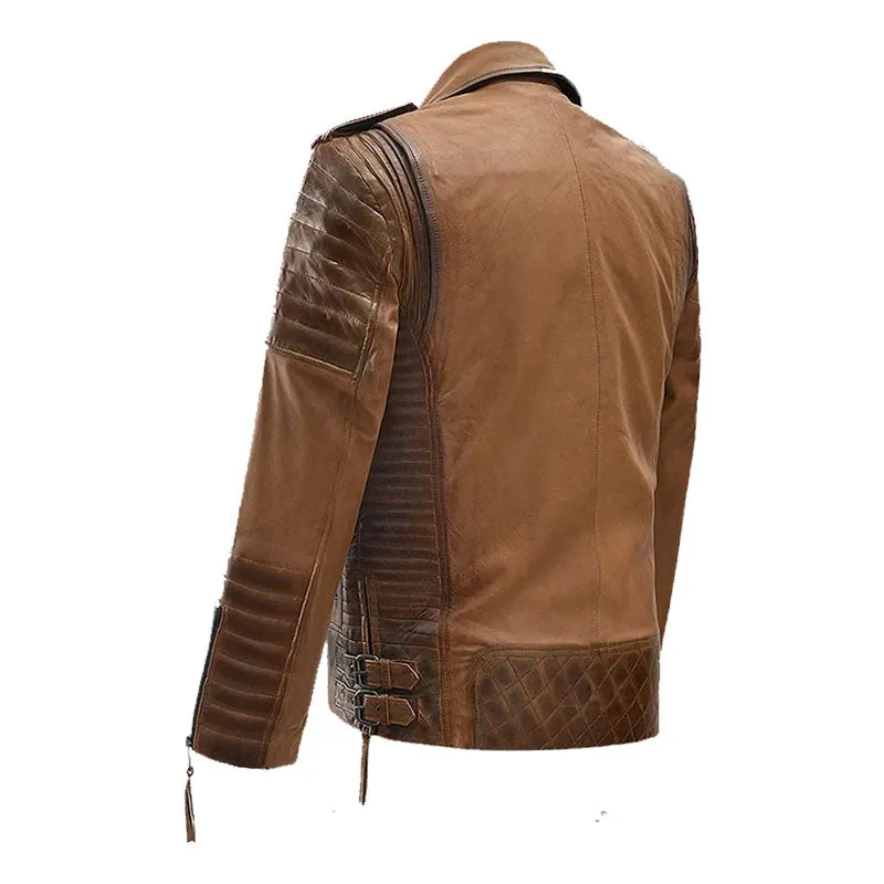 Best Style Fashion Biker Boys Charles Burnt Tan Leather Jacket