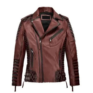 Best Style Fashion Biker Leather Charles Burnt Maroon Leather Jacket