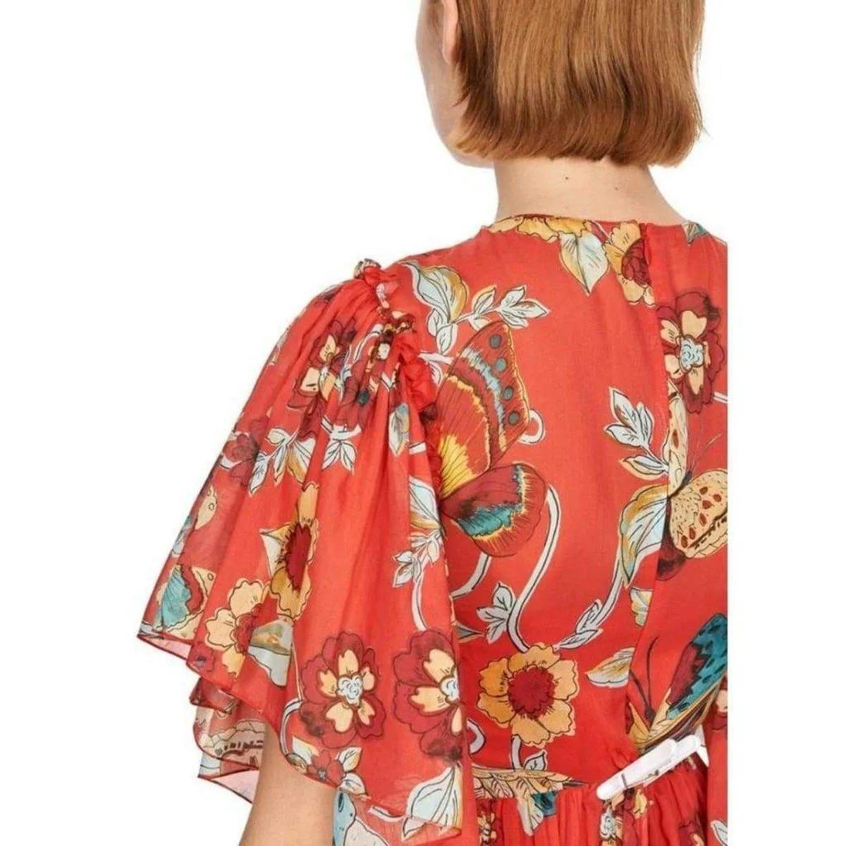 Bird of Paradise-Print Silk Blend Dress