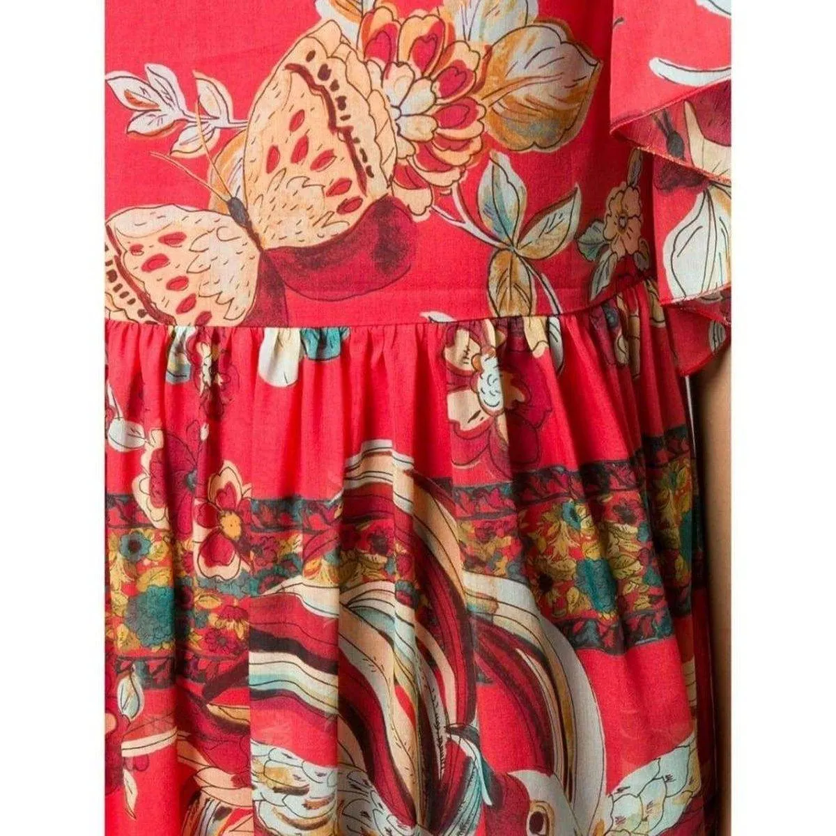 Bird of Paradise-Print Silk Blend Dress