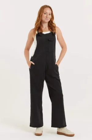 Black Recycled Wood Denim Mary-Lou Pocket Dungaree