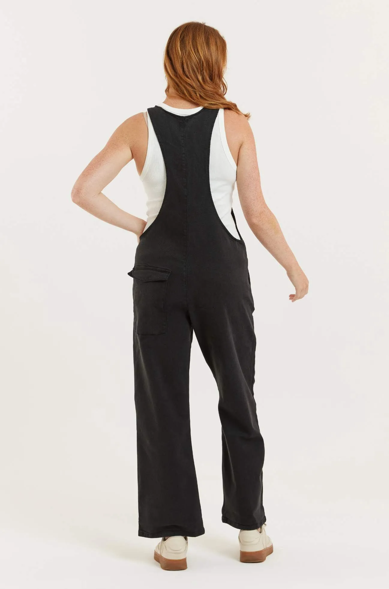 Black Recycled Wood Denim Mary-Lou Pocket Dungaree