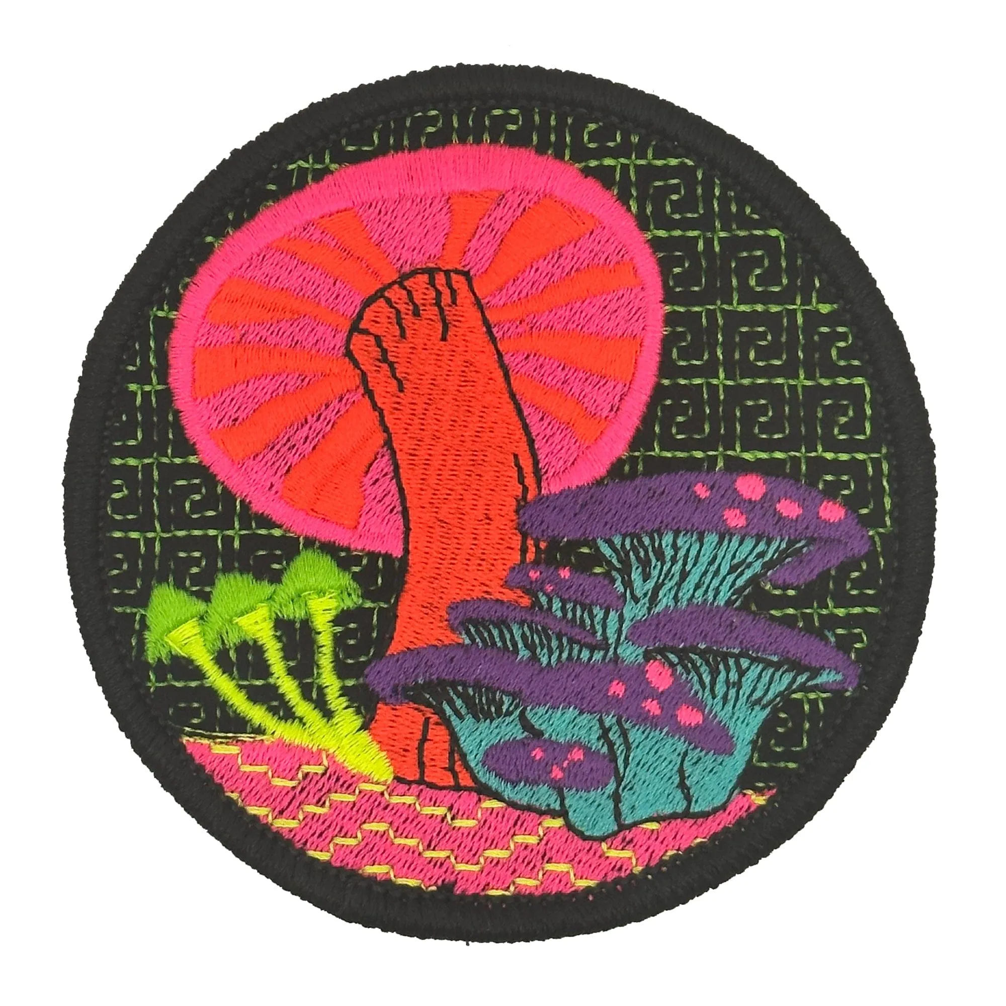 Blacklight Dark Blacklight Mushrooms Velvet Patch - Amp Up Your Gear with Trippy, Eye-Catching Fluorescent Thread Magic