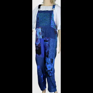 Blue Patchwork Overalls