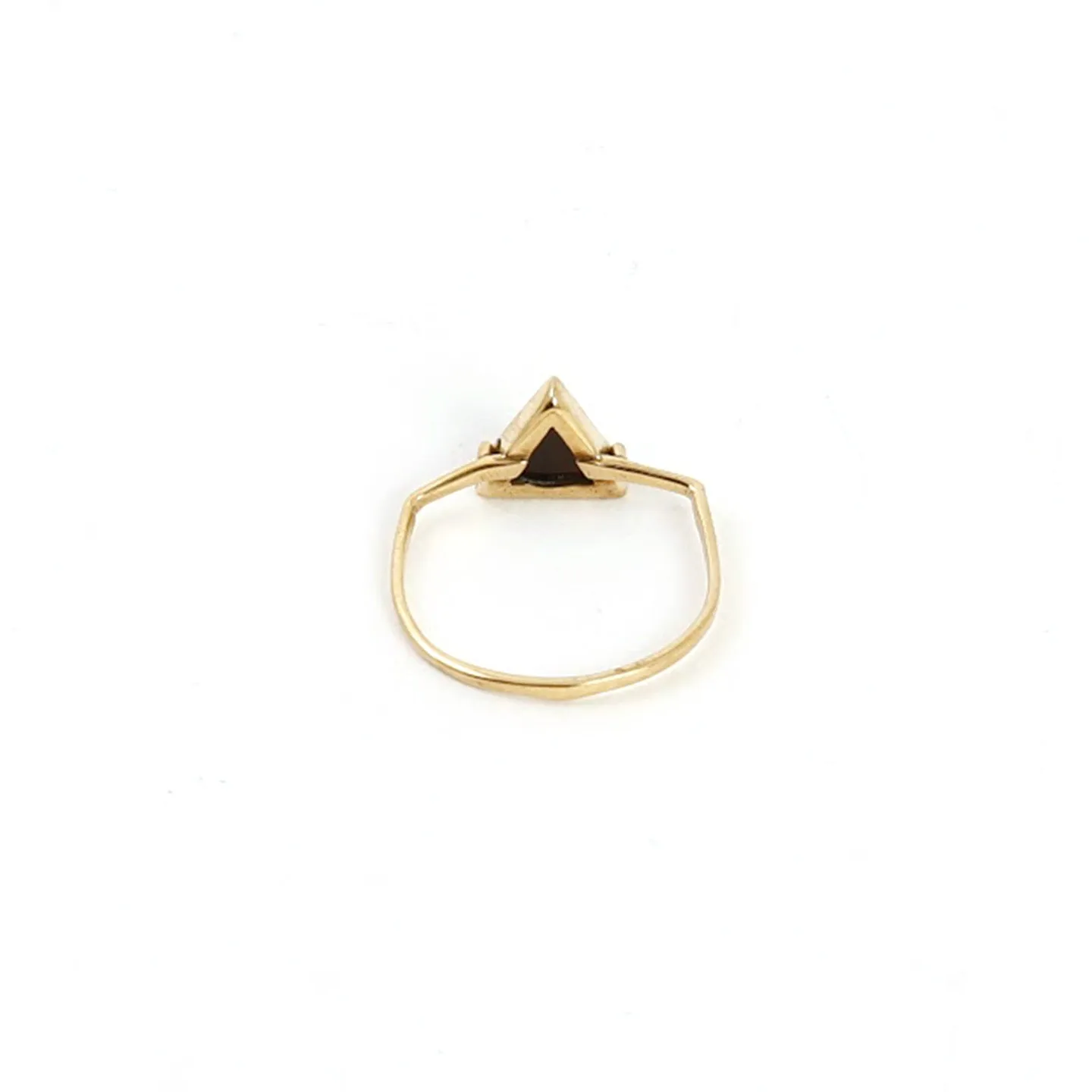 Brass Black Onyx Triangle Ring