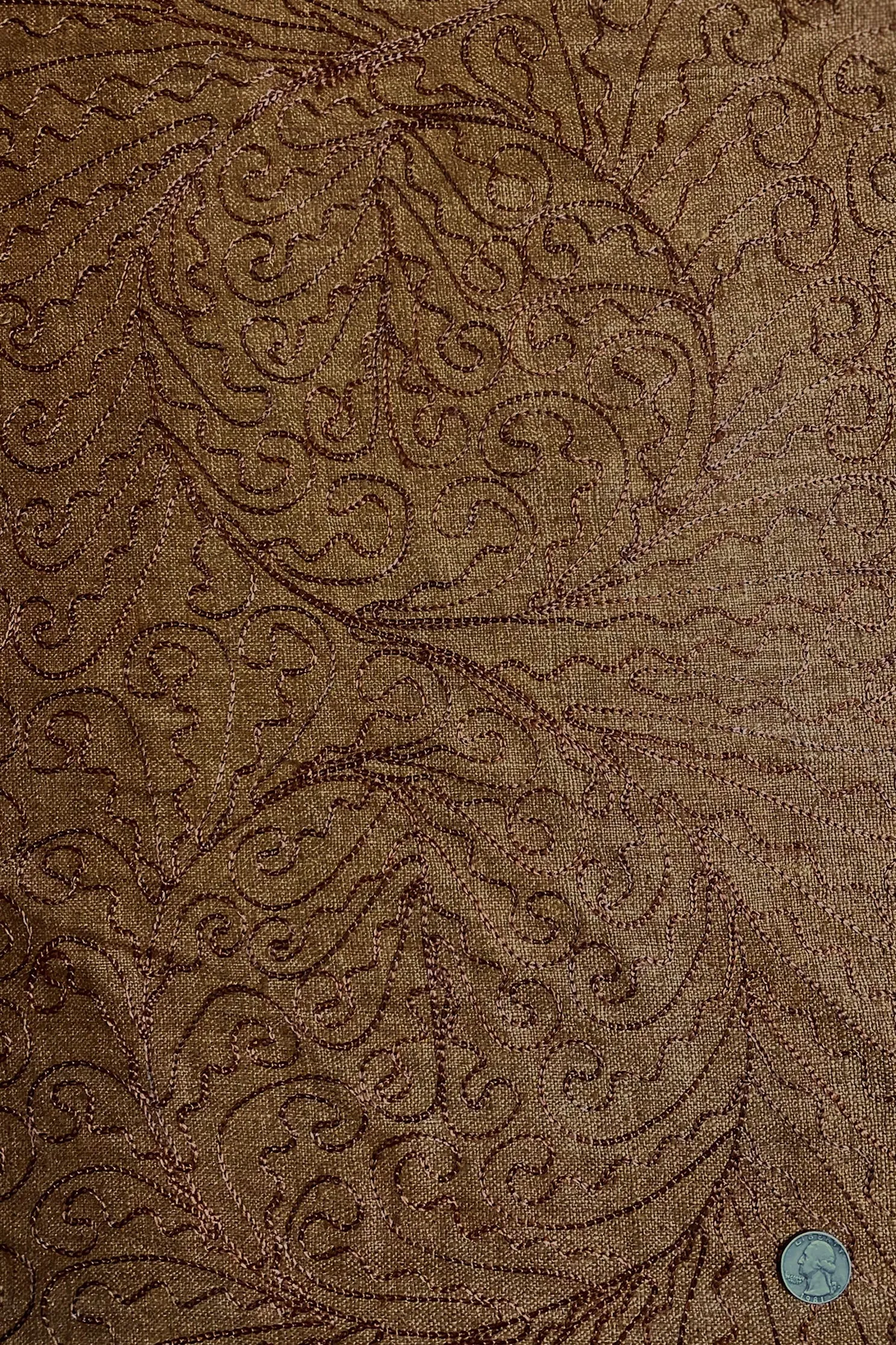 Brown Embroidered Silk Linen MEMT-026-TBD