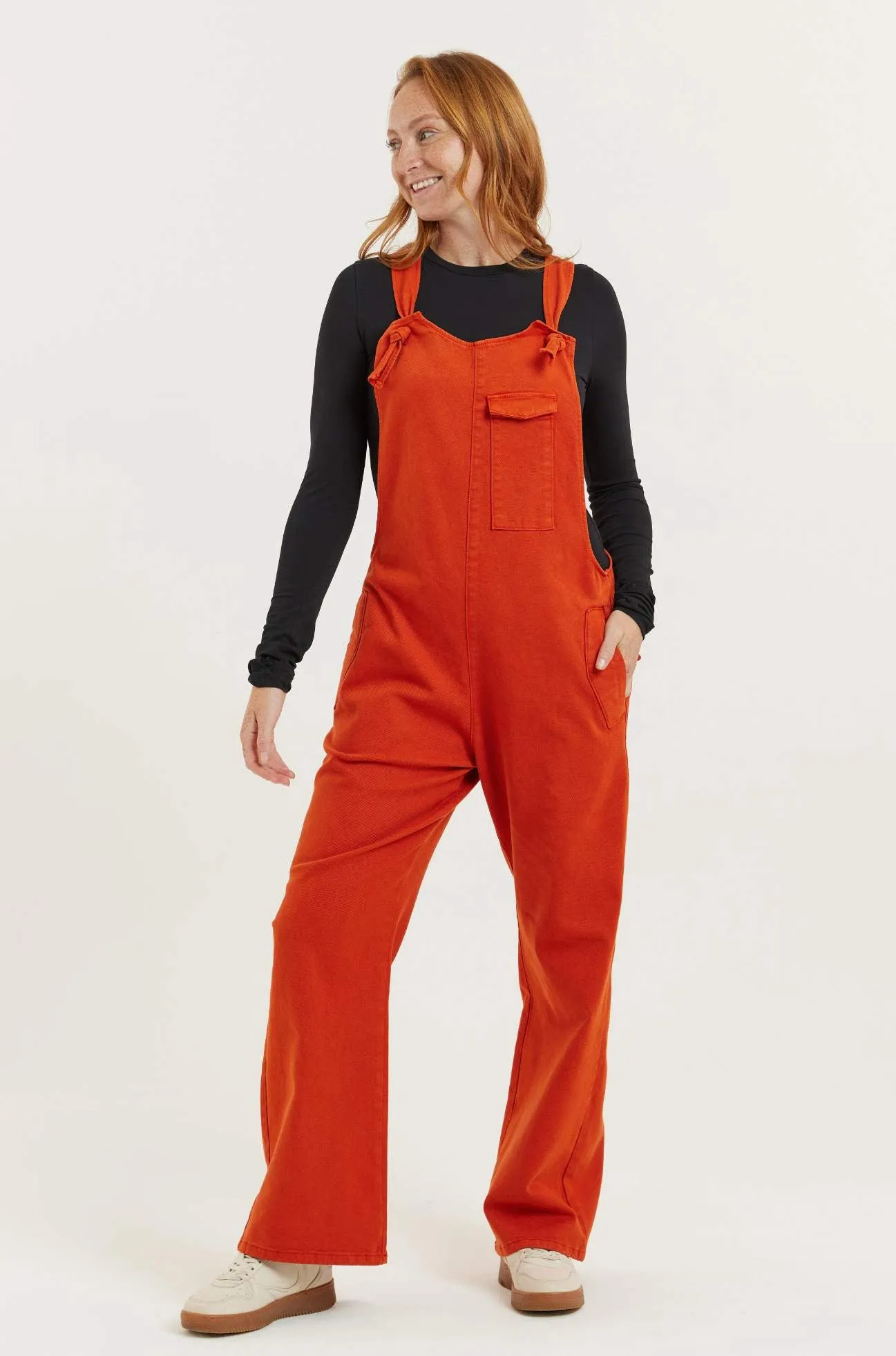 Burnt Orange Recycled Wood Denim Mary-Lou Pocket Dungaree