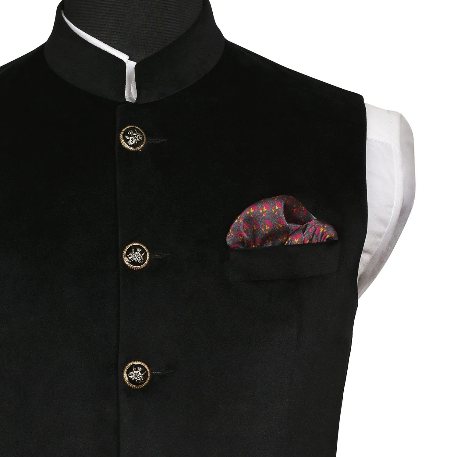 Chokore Magenta & Dark Grey Silk Pocket Square -Indian At Heart line