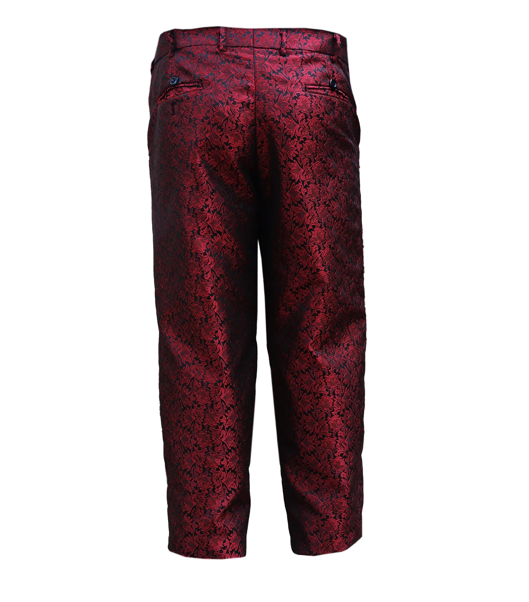 Crimson  Poise - Red Black Brocade Gentleman Formal Pants