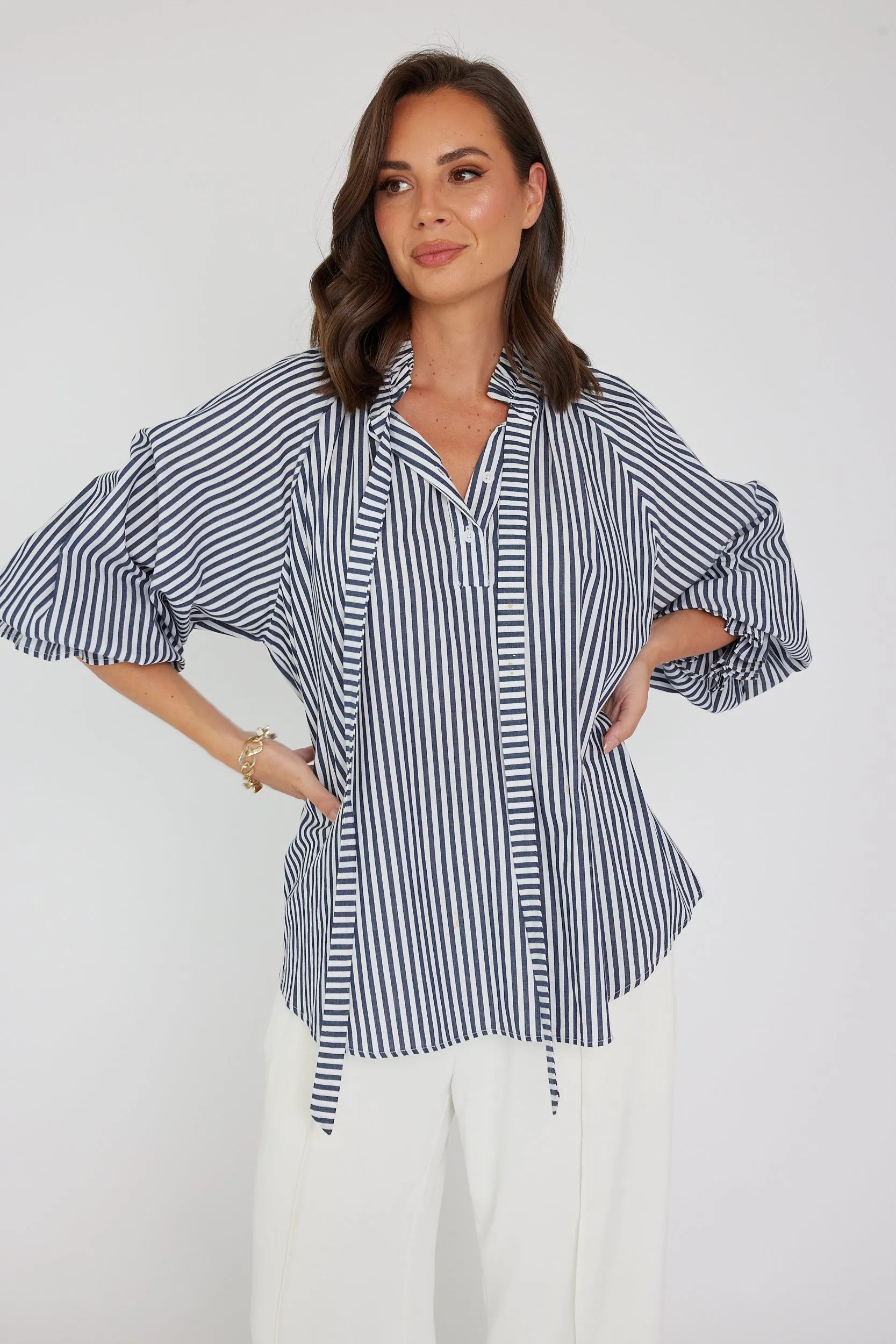 DANILL Blouse Navy Stripe