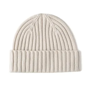 Earl Grey Cashmere Chunky Rib Beanie Hat