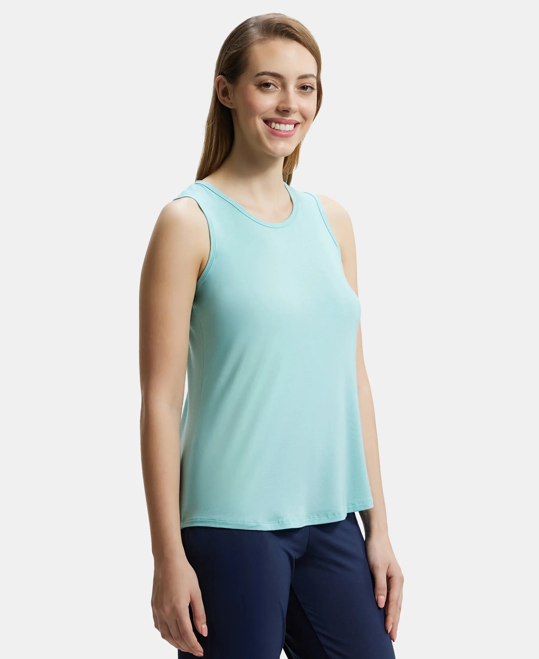 Environment Friendly Lyocell Elastane Stretch Relaxed Fit Tank Top - Aqua Haze