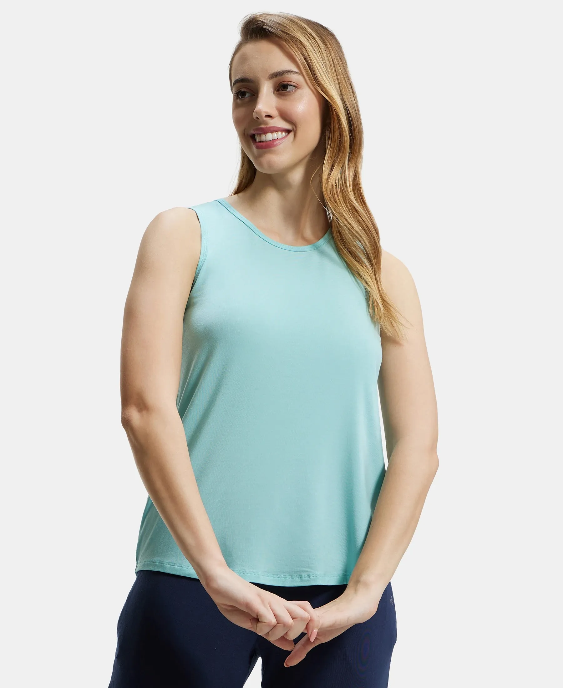 Environment Friendly Lyocell Elastane Stretch Relaxed Fit Tank Top - Aqua Haze