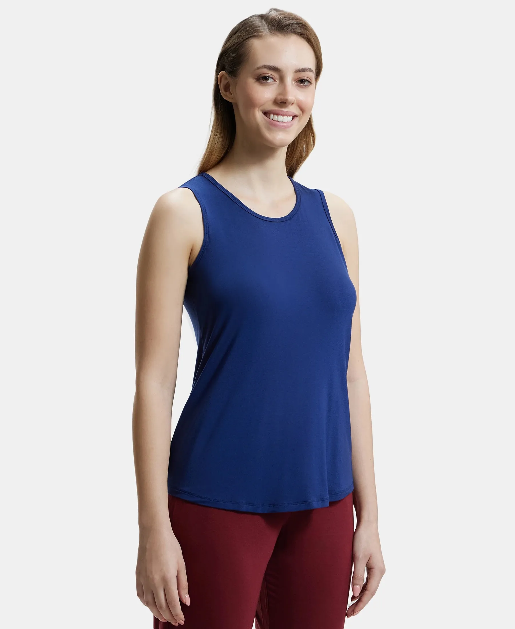 Environment Friendly Lyocell Elastane Stretch Relaxed Fit Tank Top - Medieval Blue