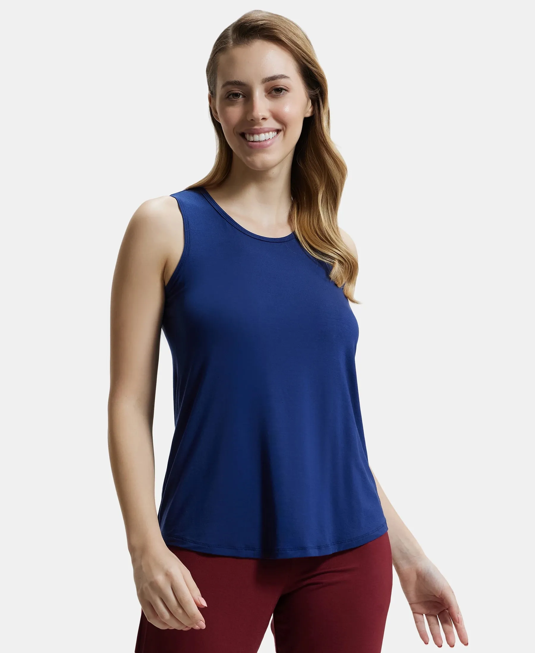 Environment Friendly Lyocell Elastane Stretch Relaxed Fit Tank Top - Medieval Blue