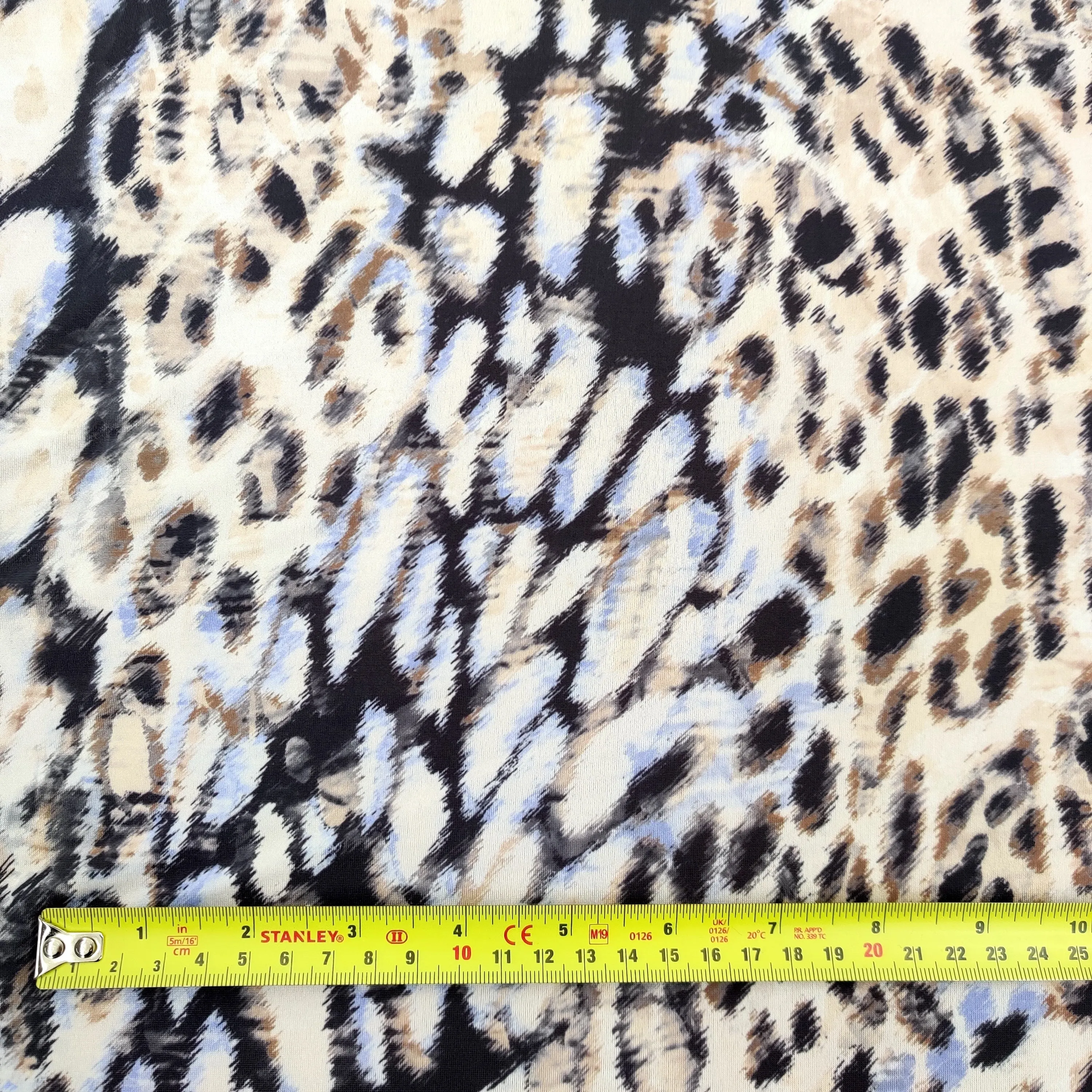 FS522 Leopard Silky Stretch Knit Fabric White