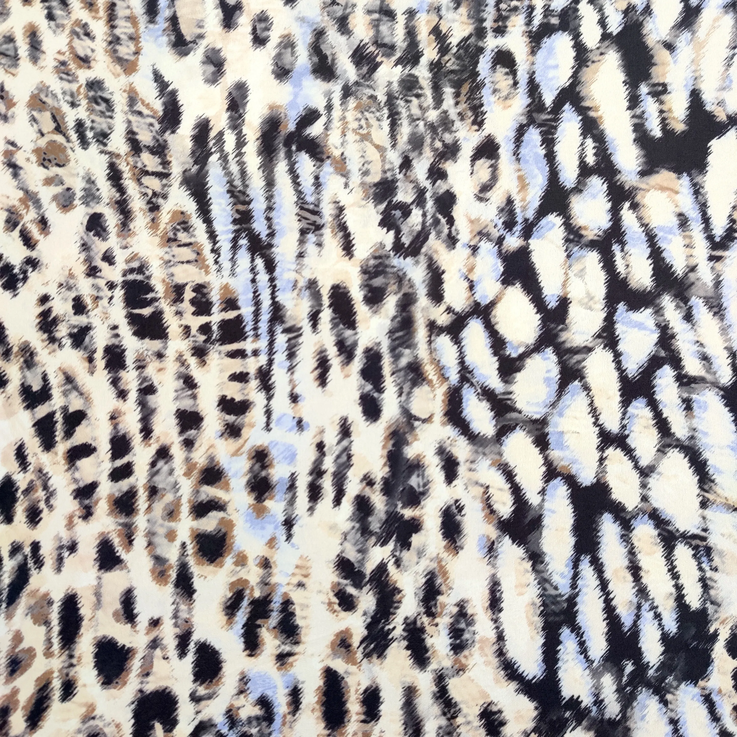 FS522 Leopard Silky Stretch Knit Fabric White