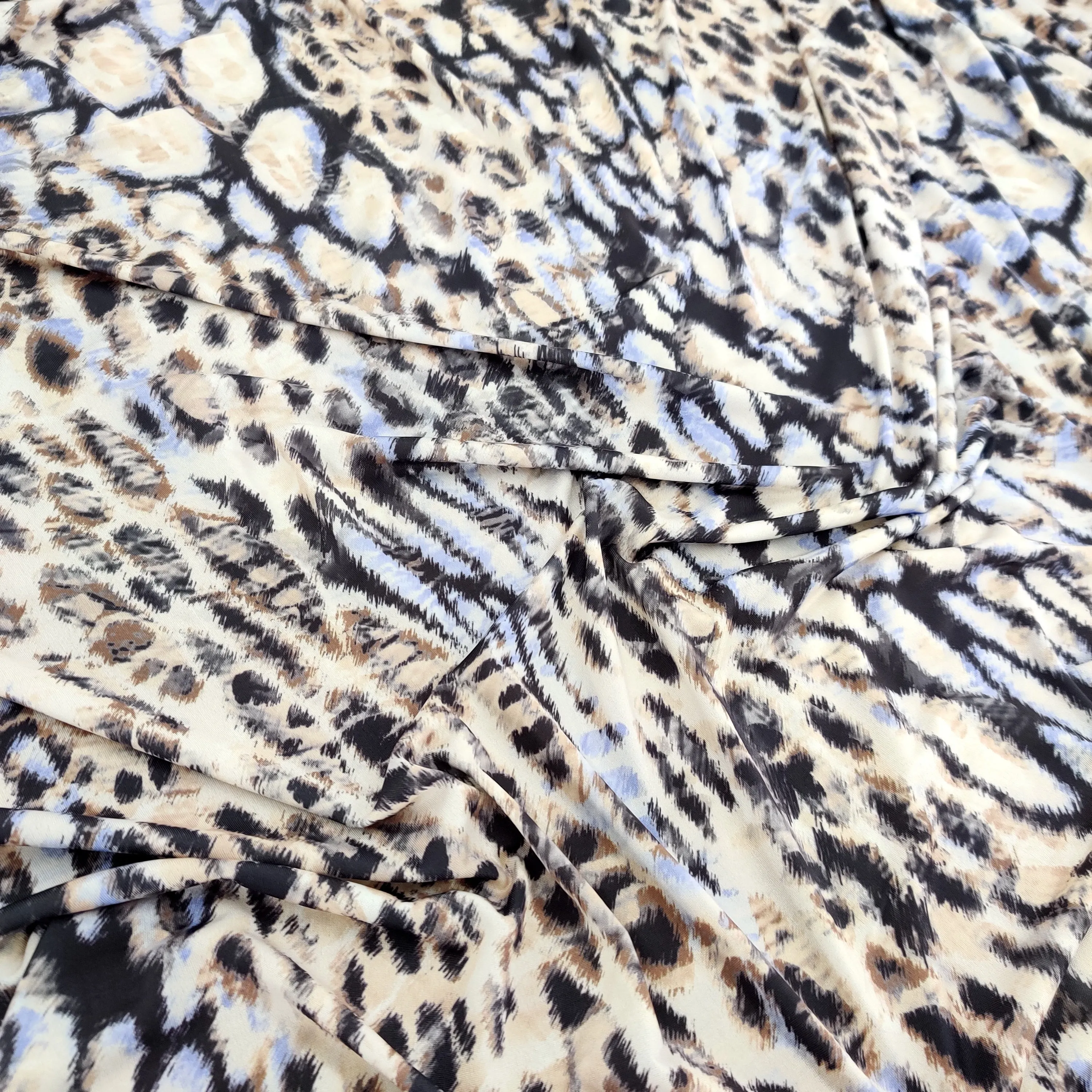 FS522 Leopard Silky Stretch Knit Fabric White