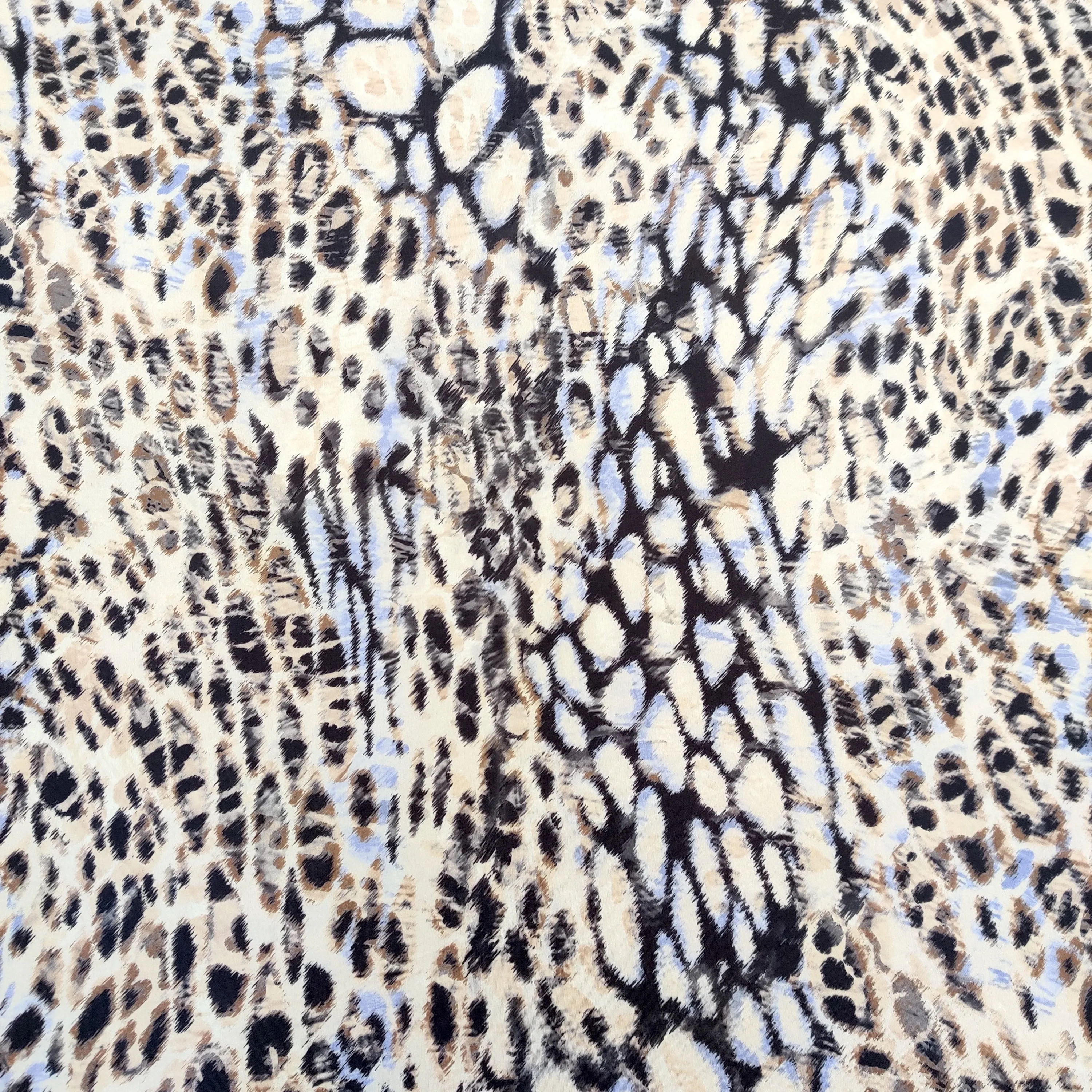 FS522 Leopard Silky Stretch Knit Fabric White