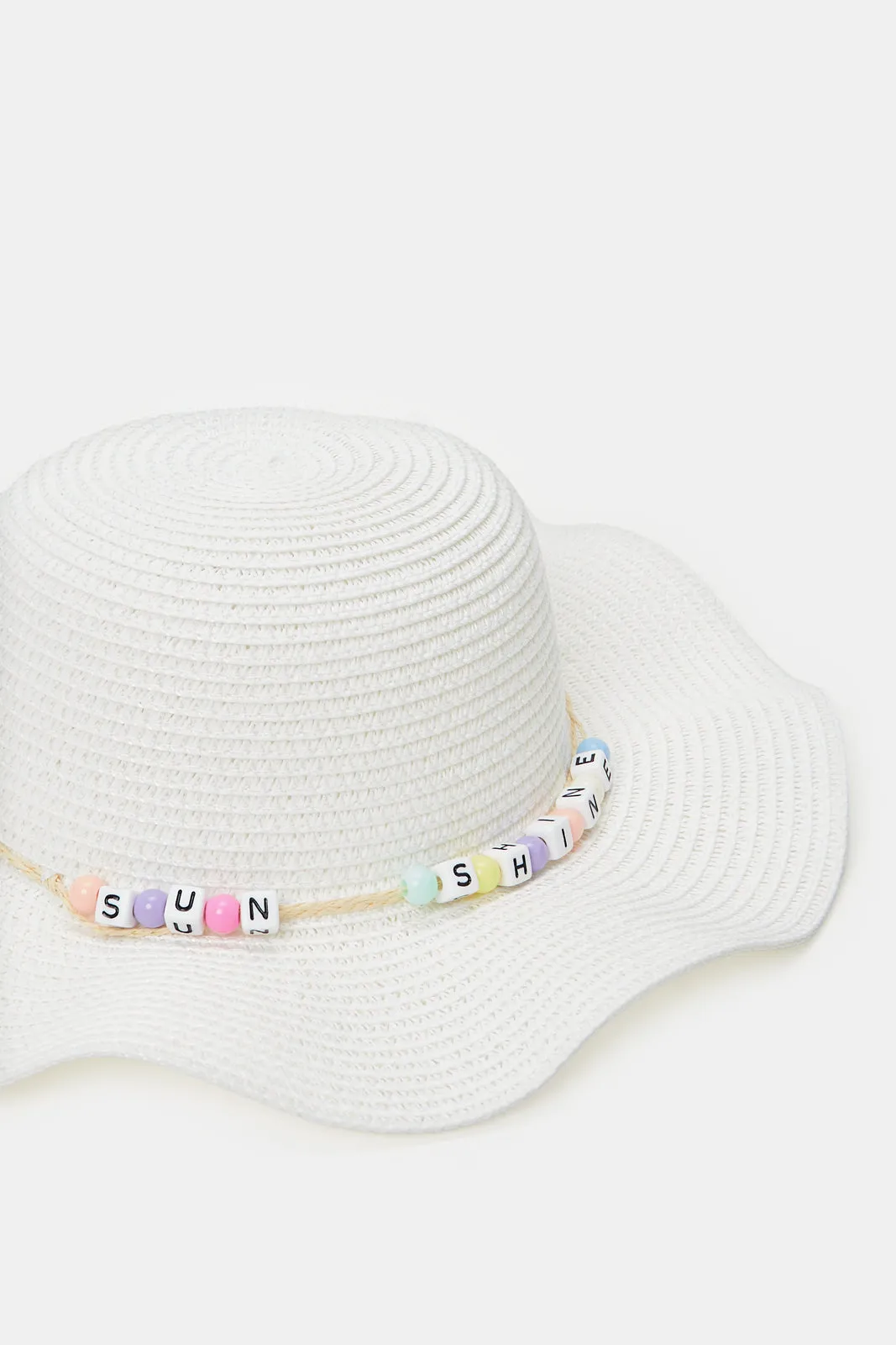 Girls White Pearl Embellished Hat