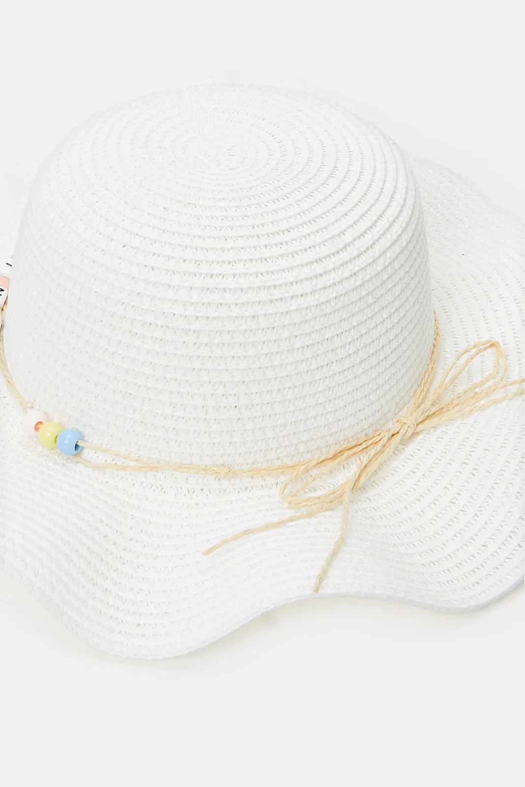 Girls White Pearl Embellished Hat