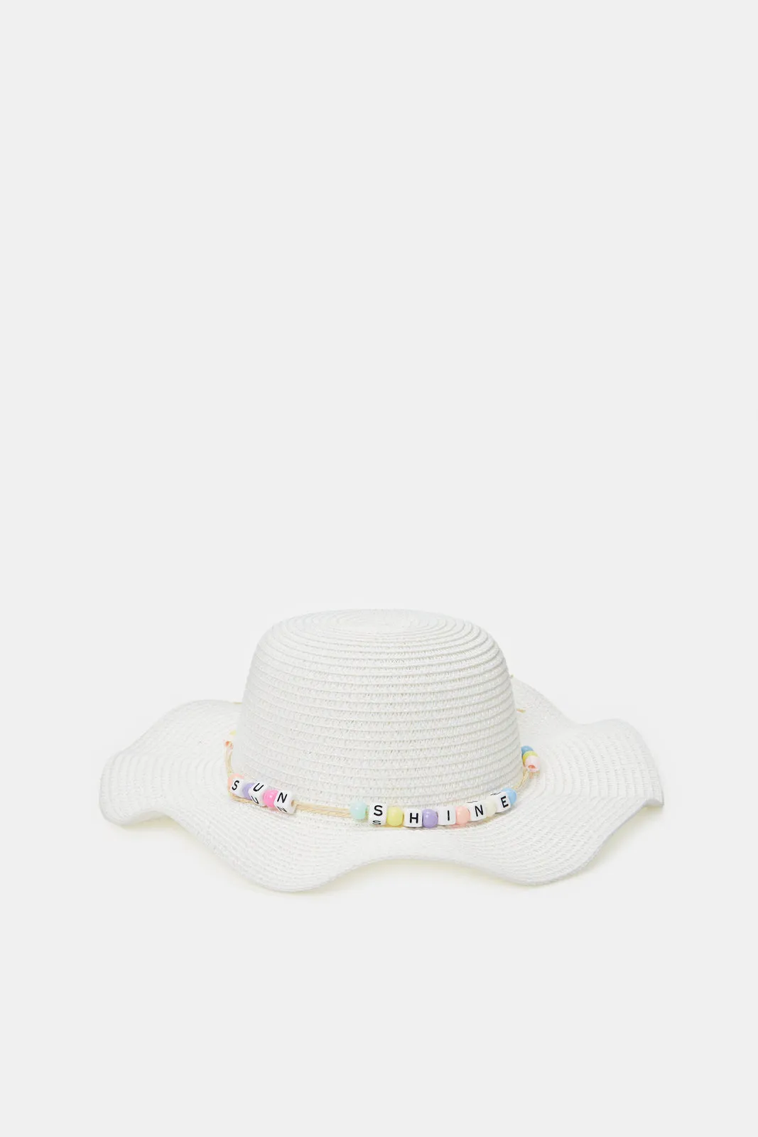 Girls White Pearl Embellished Hat