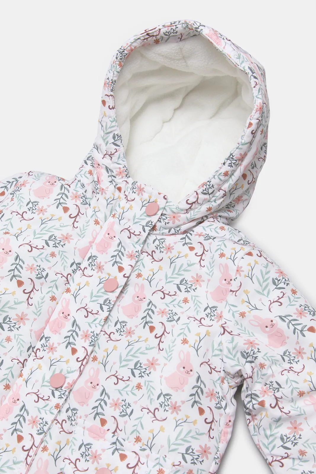 Infant Girls Ivory Floral Print Hooded Jacket