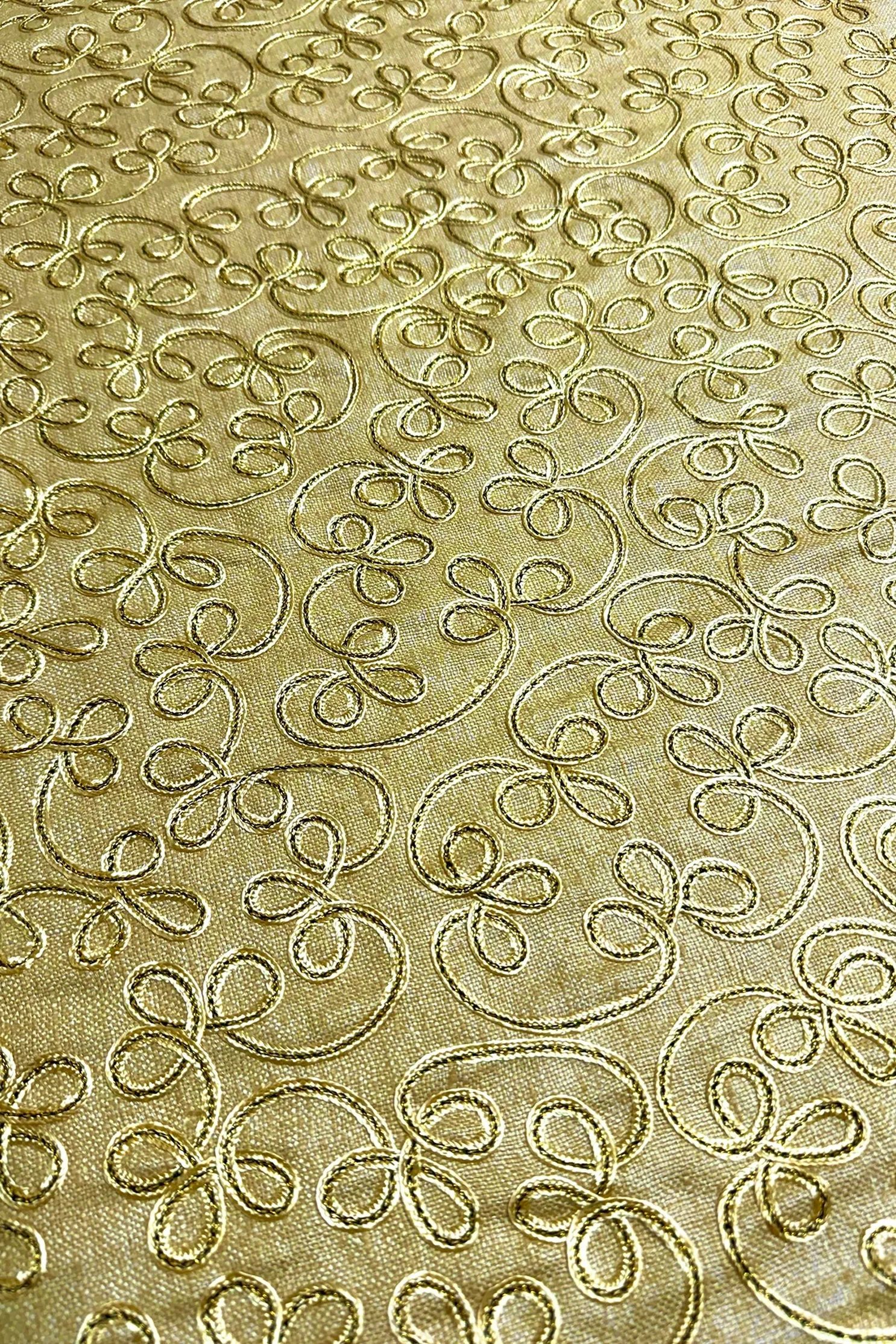 Light Gold Embroidered Silk Linen MEMT-020-09