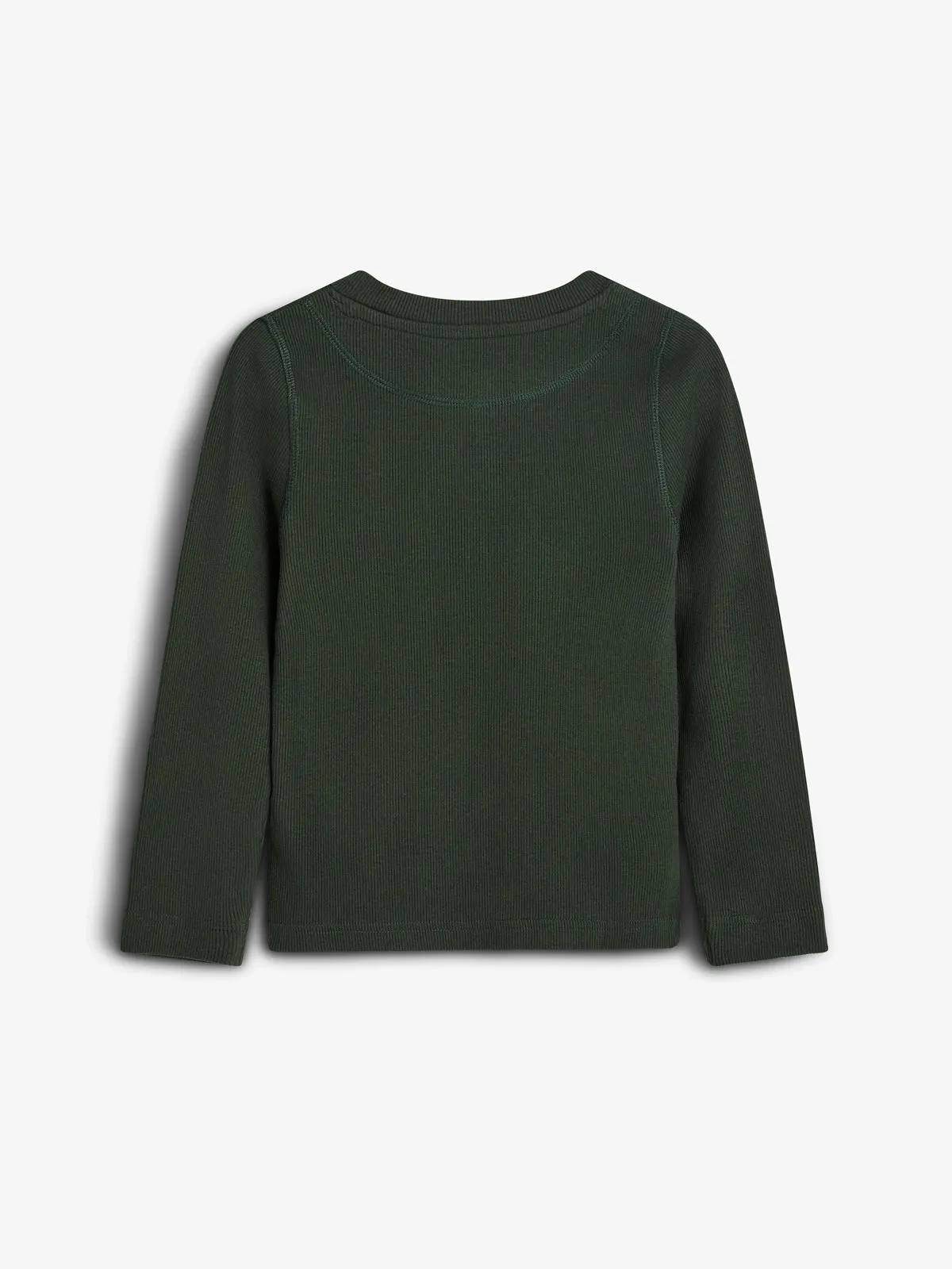 Long Sleeve Basic Rib T-shirt - Kids - Dark Green