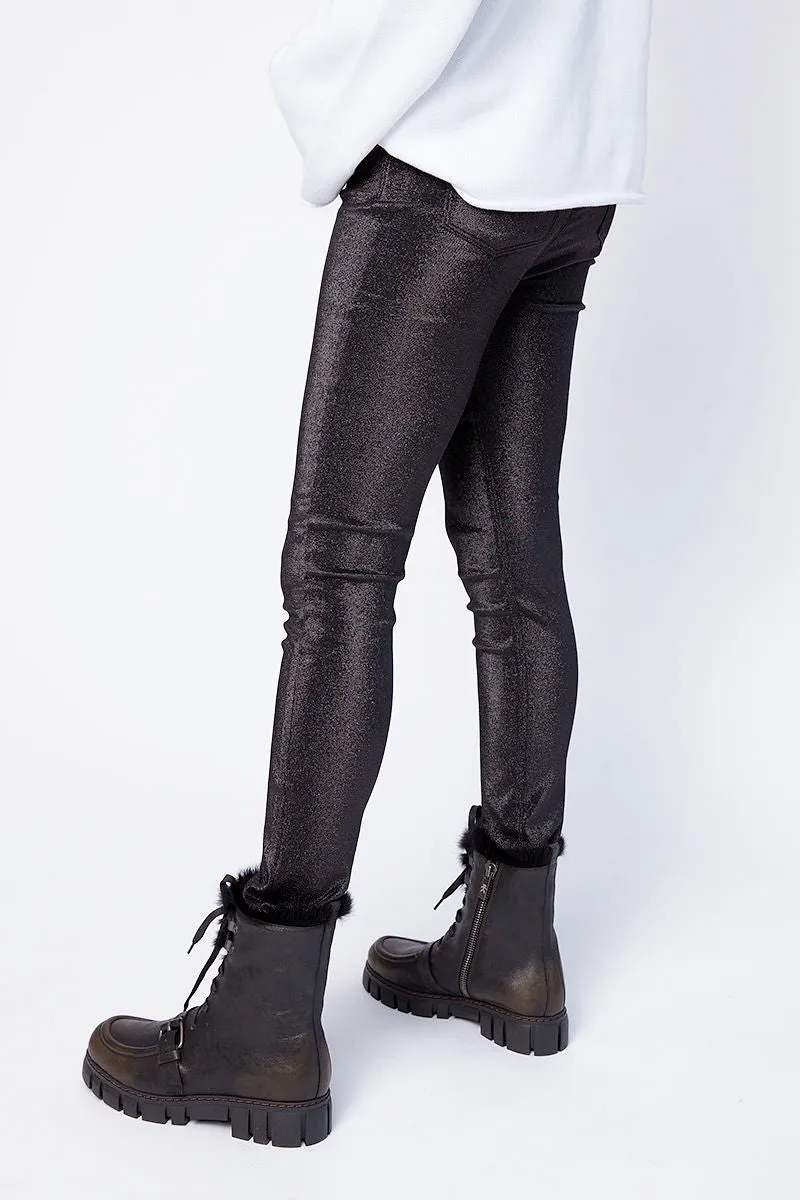 Madrid High Rise Skinny Pants in Black Metallic