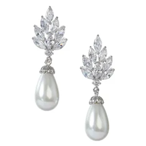 Margaret Modern Vintage Pearl and Cubic Zirconia Bridal Earring