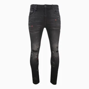 Men's Drip Embroidered Skinny Denim Pant