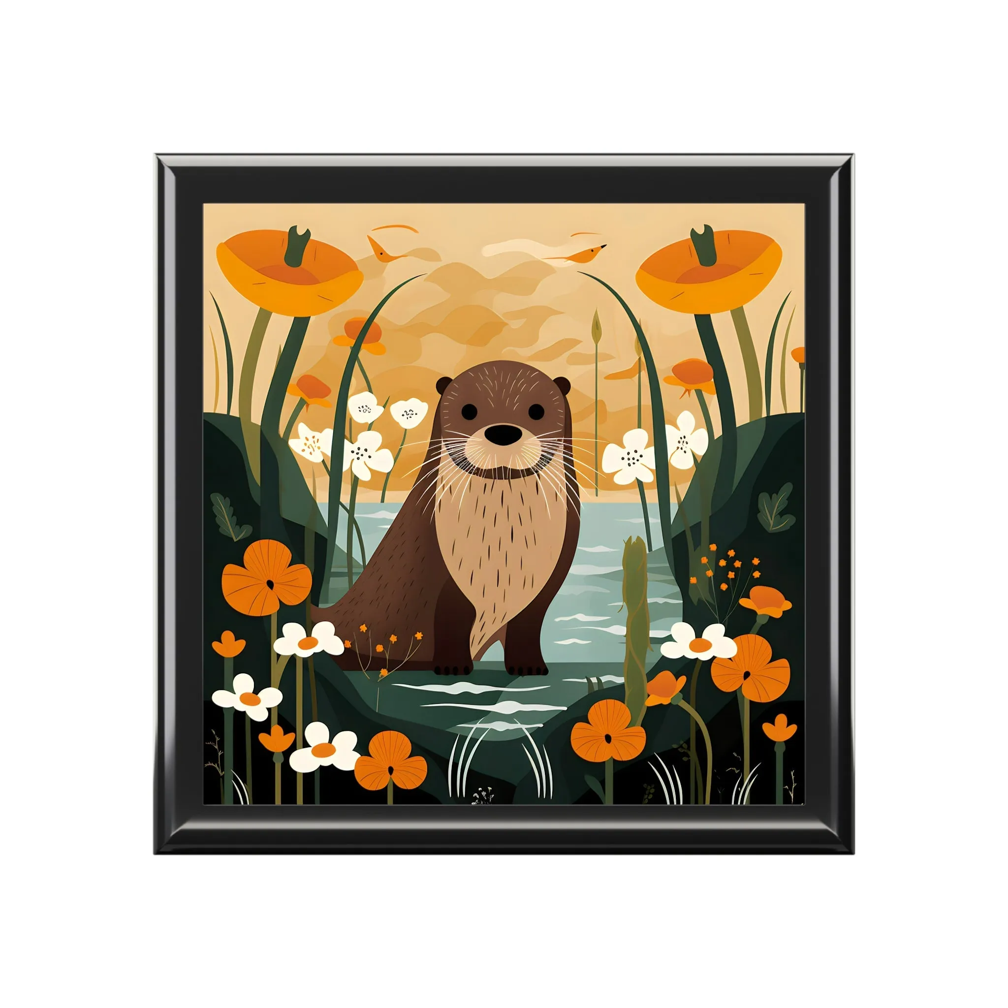 Mid-Century Modern Otter Artwork Gift and Jewelry Box