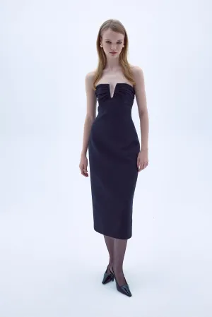 Miora Crepe Midi Dress in Black