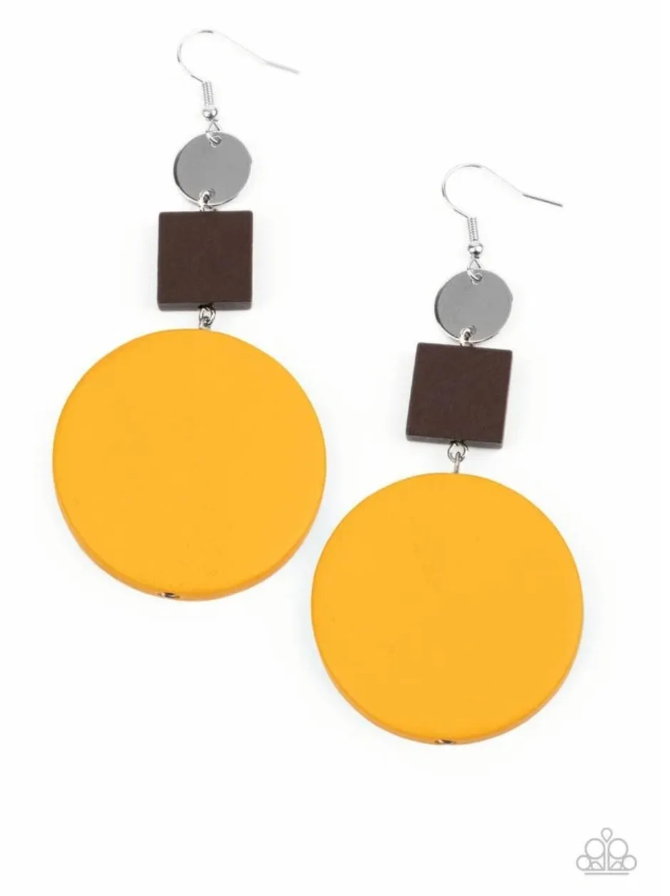 Modern Materials - Yellow Earrings - Paparazzi Accessories