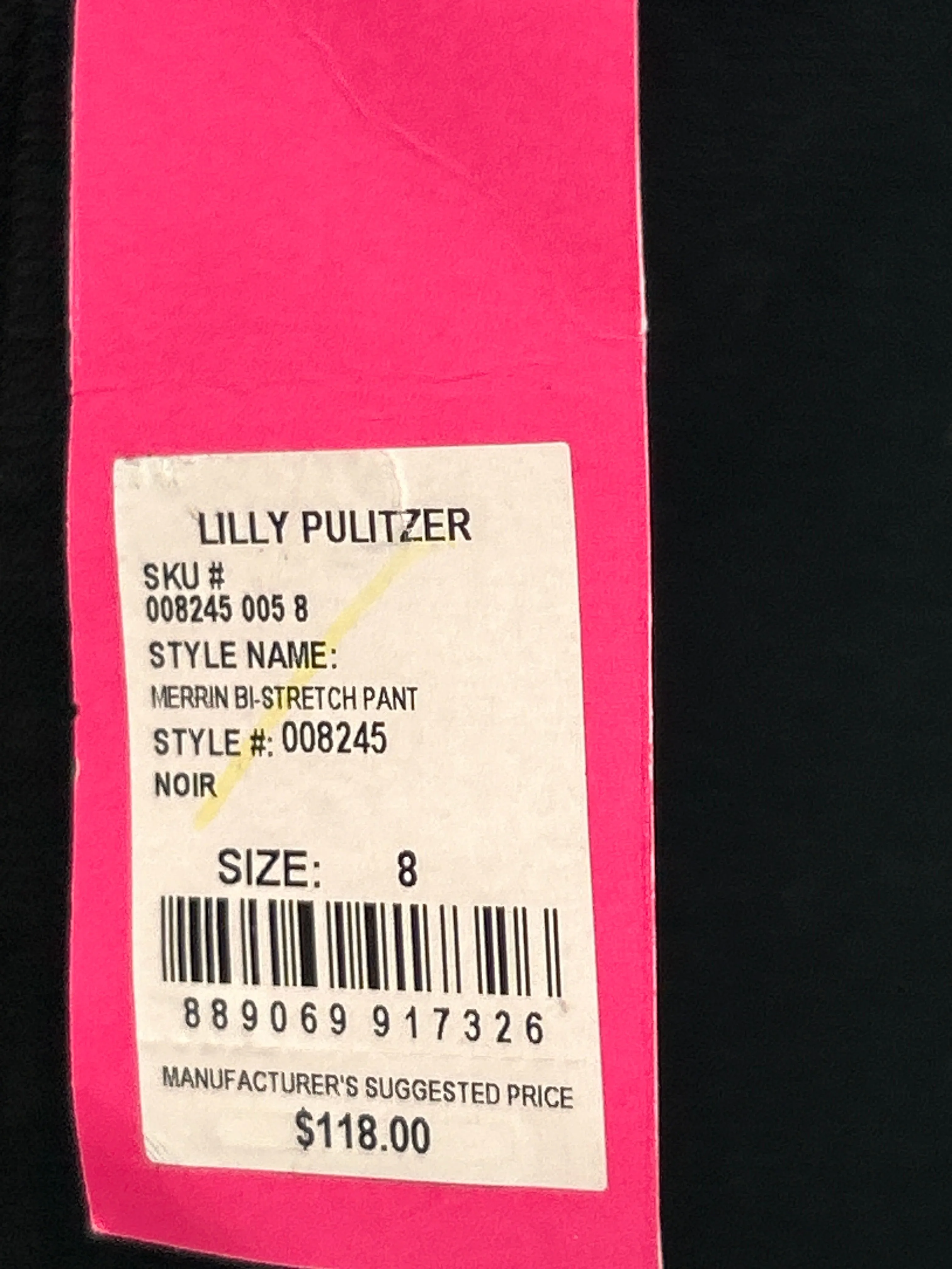 New Lilly Pulitzer Black Merrin Pants, 8