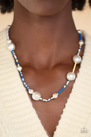 Paparazzi Modern Marina - Blue and White Pearl Dainty Necklace