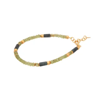 Peridot and Emerald 4mm Bracelet 24k Fair Trade Gold Vermeil