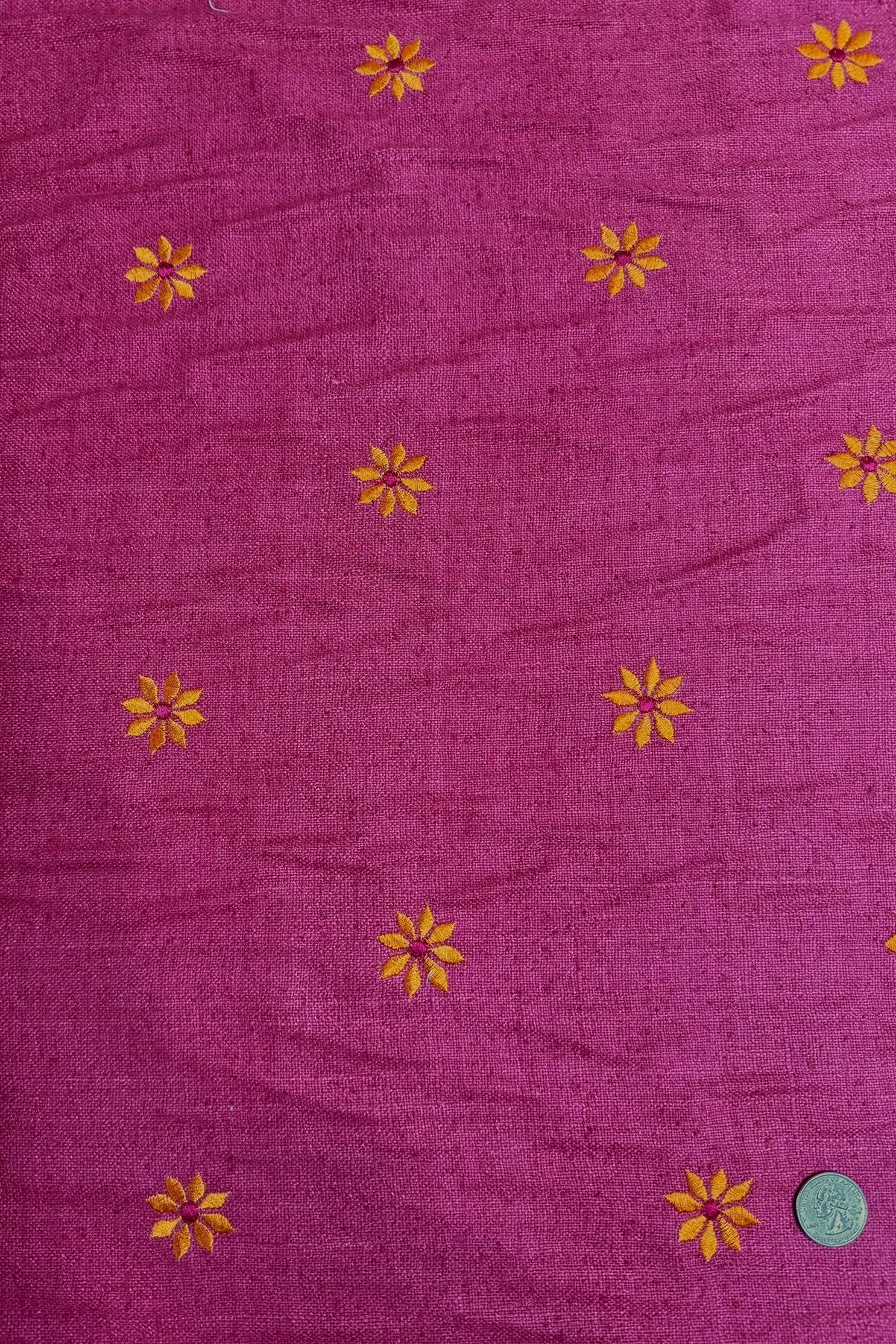 Pink Embroidered Silk Linen MEMT-023-15