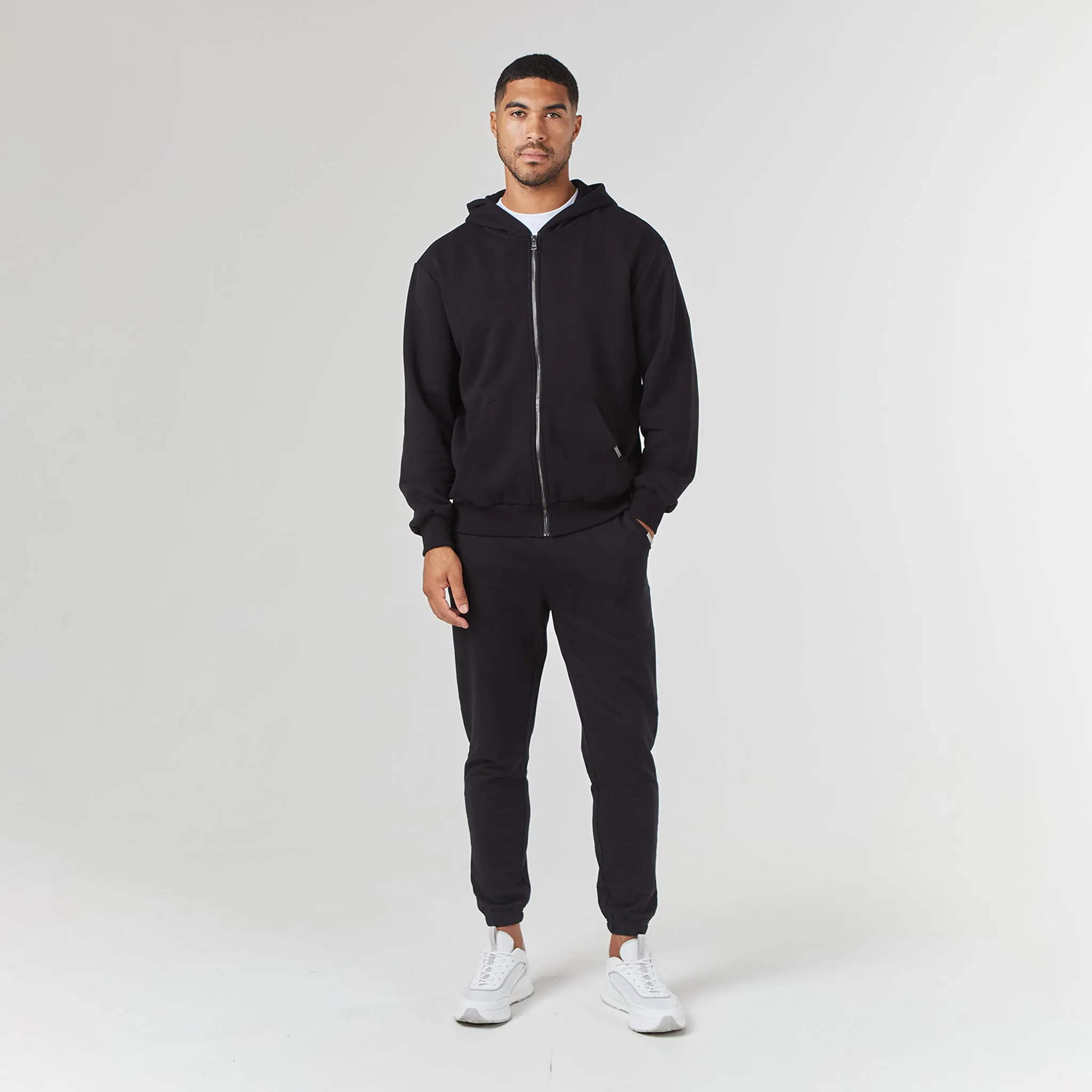 Relaxed Full Zip Hoodie | Black