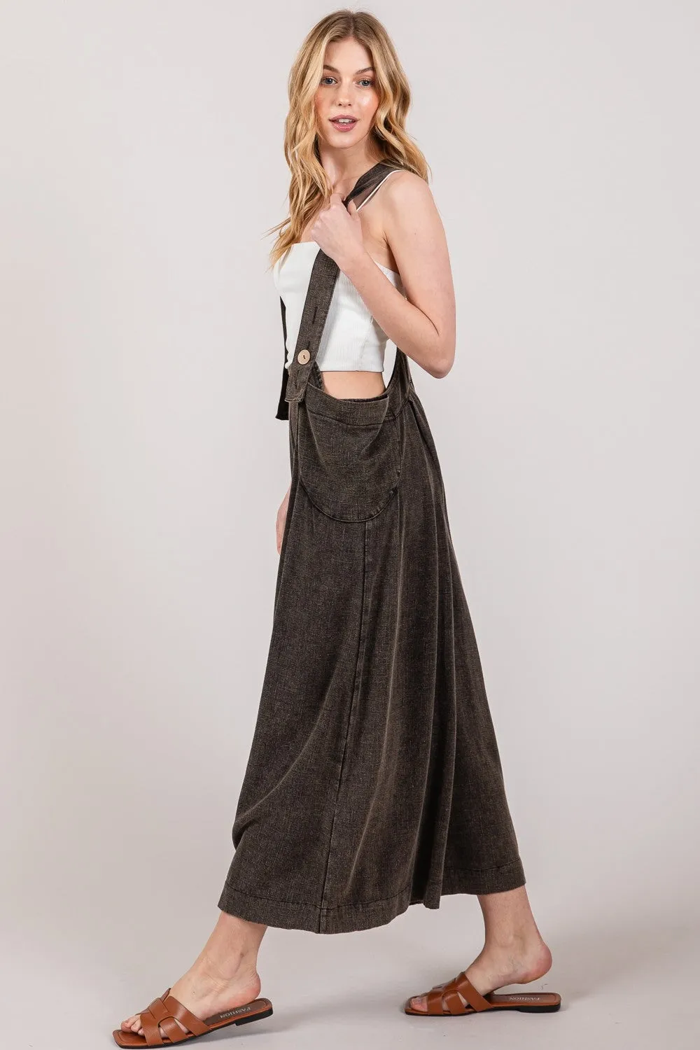 SAGE   FIG Full Size Wide Strap Wide Leg Overalls