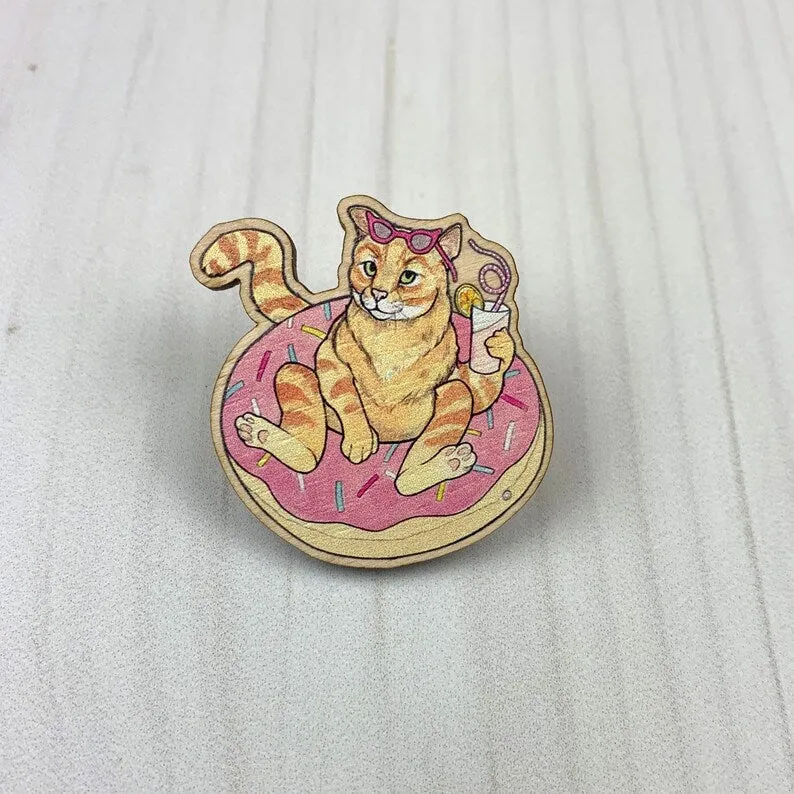 Sarah Draws Things Cat Pool Party Pin