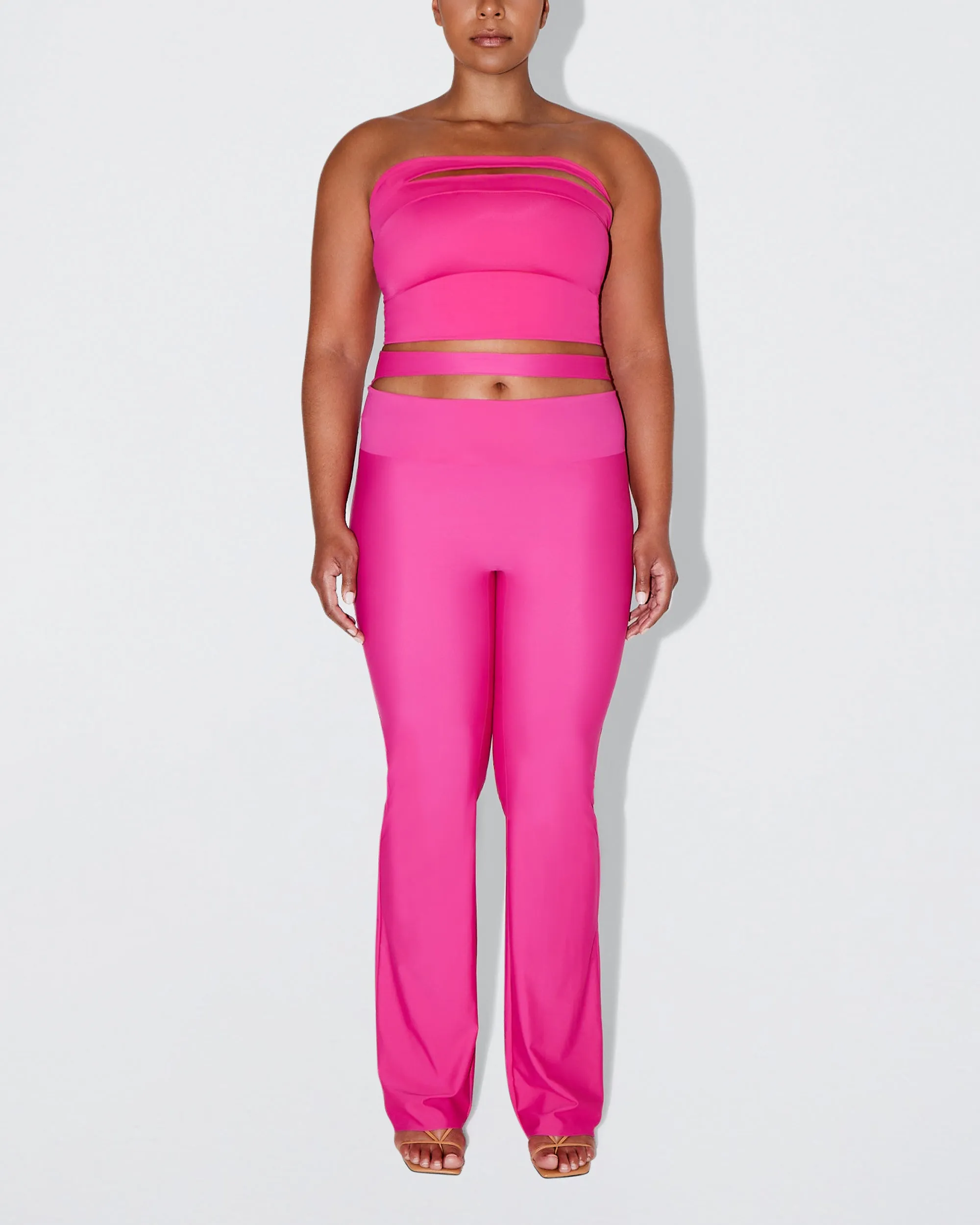 Sleek Stretch Cutout Foldover Pant | Fuchsia